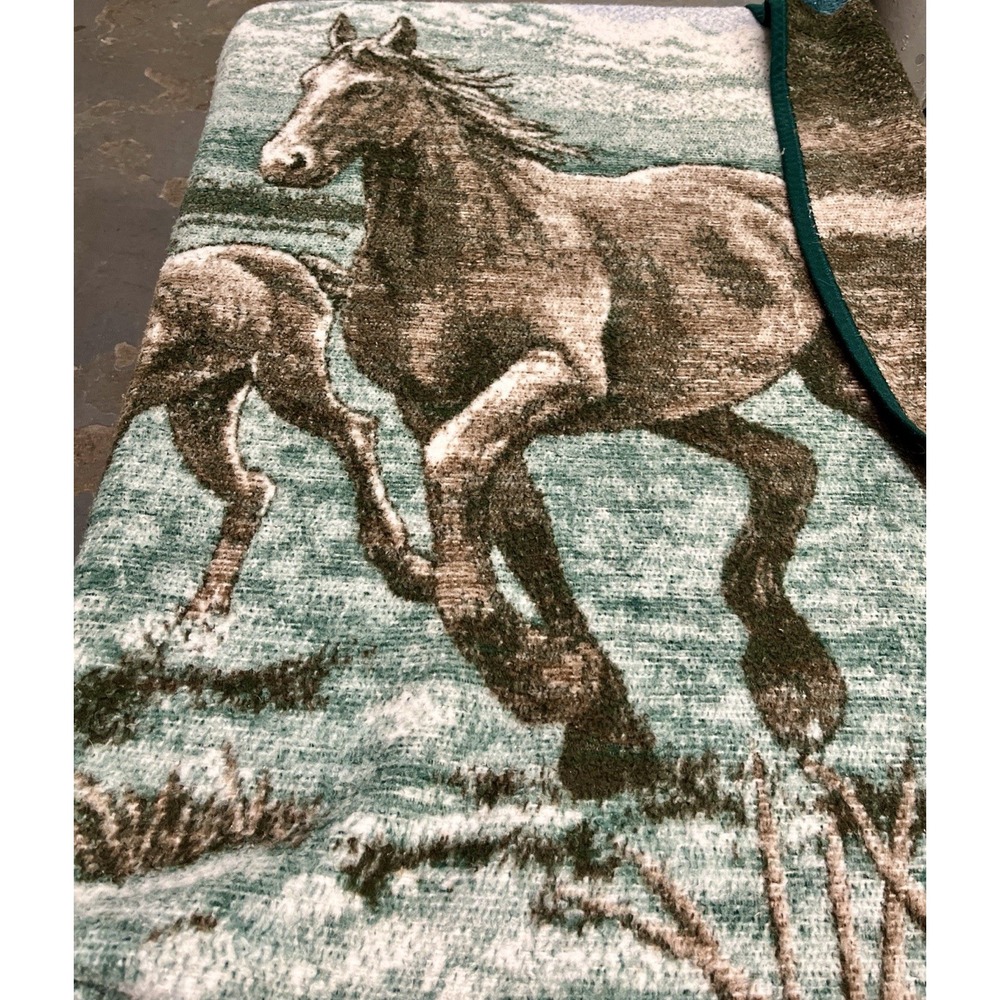 Vtg 90's Made In USA Biederlack Horse Foal Woven Blanket Throw W/ Tag 50 /72"